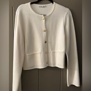 Abercrombie sweater jacket - cream, size medium